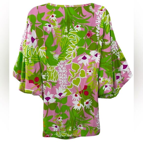 Trina Turk La Palma Green Floral Print Tunic Swim Coverup Mini Dress Size Small‎ - Picture 3 of 6